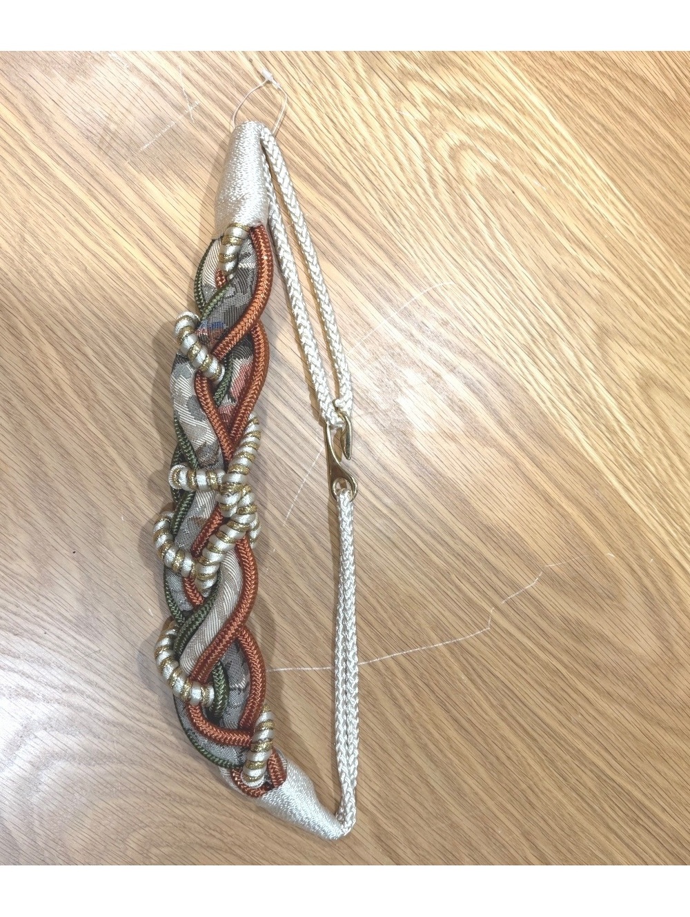 Vintage S/M Decorative Braided Waist Belt with Metallic Accents